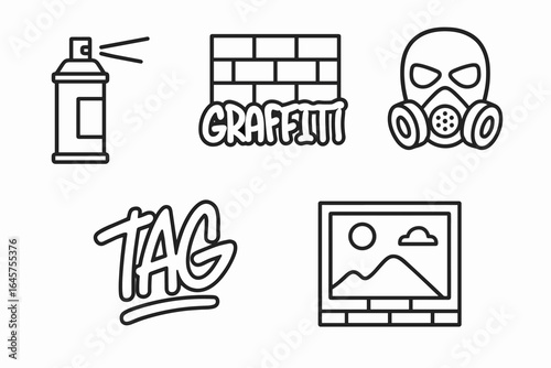 Graffiti and Street Art Icons Set_simple_compose