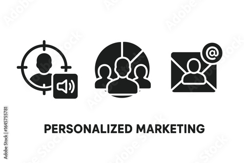 Personalized Marketing Line Icons – Customization, Targeting, Digital Advertising Symbols