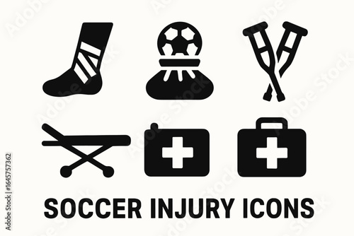 Set of Soccer Injury Icons in Minimal Style