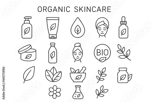 Organic skincare icons: natural beauty symbols for eco-friendly products