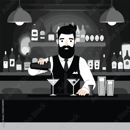 bartender with beard and mustache