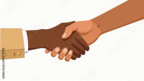 Diverse hands unite in a symbolic handshake, representing agreement and collaboration visually