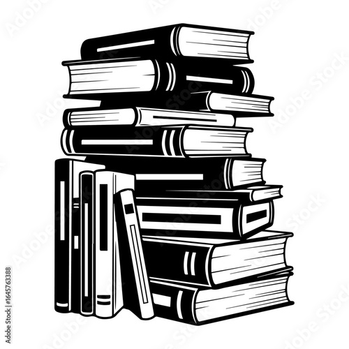 Stack of Books Illustration Knowledge and Literature Graphic Design