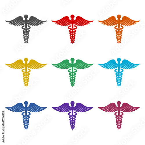 Caduceus Medical icon isolated on white background. Set icons colorful