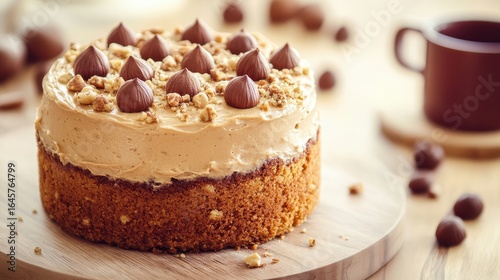 Wallpaper Mural Delicious Caramel Cake with Chocolate Toppings on Wooden Board Torontodigital.ca