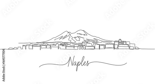 Naples Skyline with Italy, Mount Vesuvius, and Cityscape.