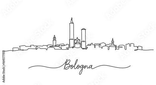 Bologna Skyline Line Art Italy Cityscape.