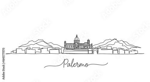 Palermo Skyline Line Art with Italy, and Minimal.