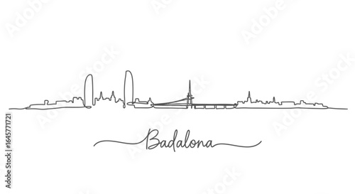 Badalona Skyline One Line Cityscape.