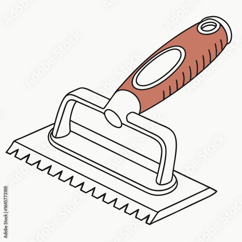 Trowel with serrated edge and ergonomic handle tool