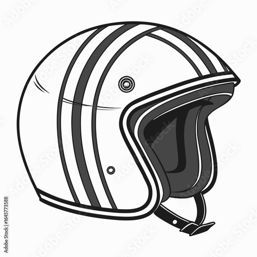 Vintage motorcycle helmet with stripes retro safety gear