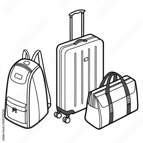 Matching luggage set with backpack and duffel bag travel