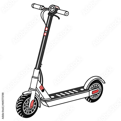 Modern electric scooter with black white and red accents
