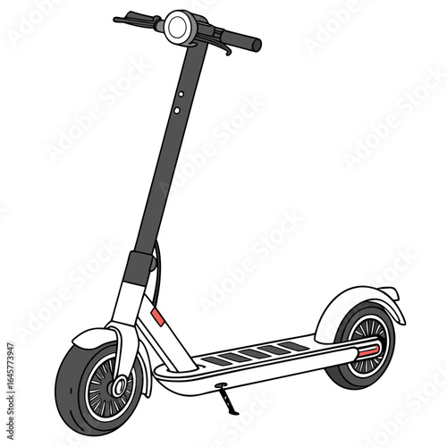 Modern electric scooter with black handlebars and white body