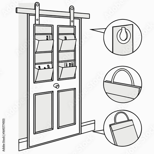 Door hanging organizer with pockets and bags door organizer