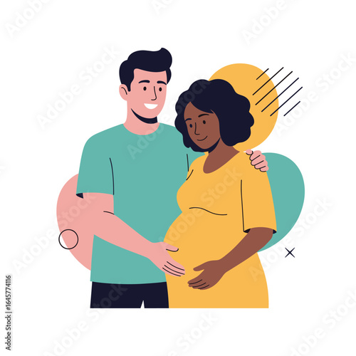 A loving couple anticipating the arrival of their new baby with joy and affection