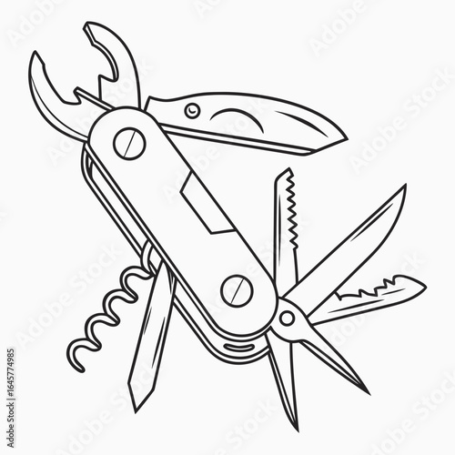 Multi tool with blades and corkscrew pocket knife camping