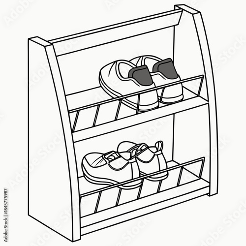 Two tiered shoe rack with footwear storage organizer