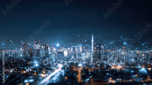 Wallpaper Mural A citysca with a network over it Torontodigital.ca