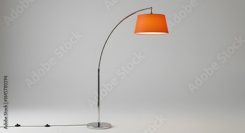 Modern Arc Floor Lamp with Orange Shade