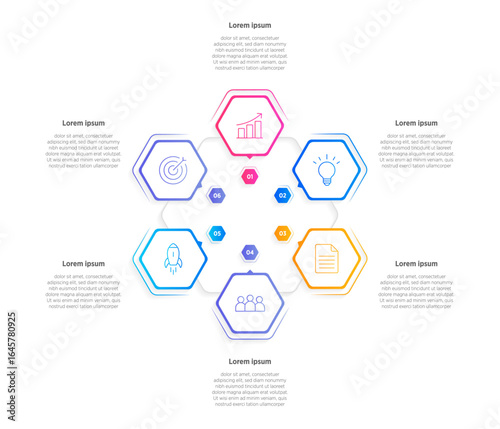 Modern Vector infographic label design with circle infographic template design and 6 options or steps. Can be used for process diagram, presentations, workflow layout, banner, flow chart, info graph.