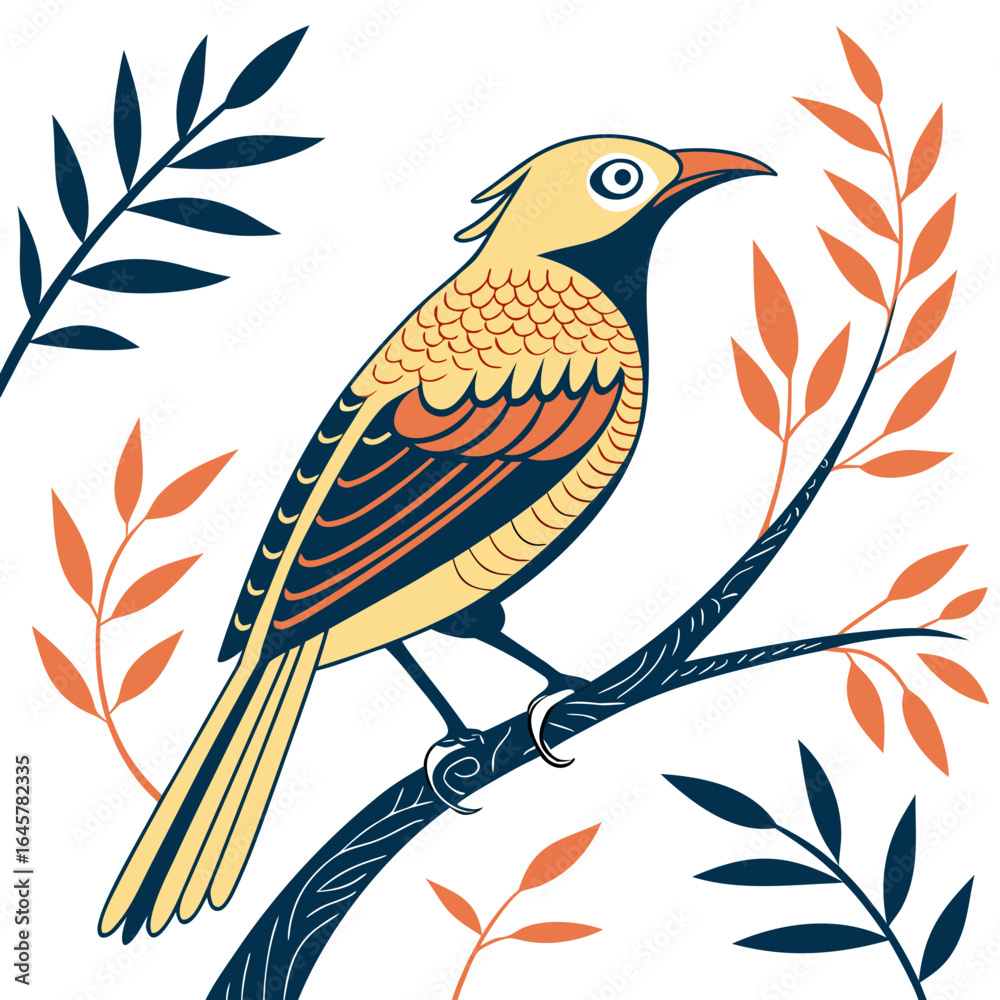 Naklejka premium Beautiful Bird Vector Illustration in Minimal Art Style