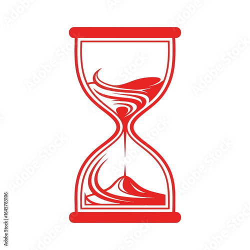 Vector art of red hourglass isolated on white background, a classic symbol of time passing and measurement