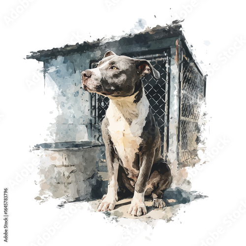 A watercolor painting of Animal Shelter, vector illustration on white background.
