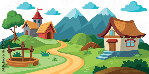 Modest Rural Settlement Surrounded by Nature