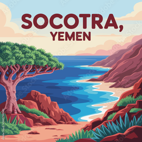 Socotra Yemen Dragon’s Blood Tree Coastal Poster
