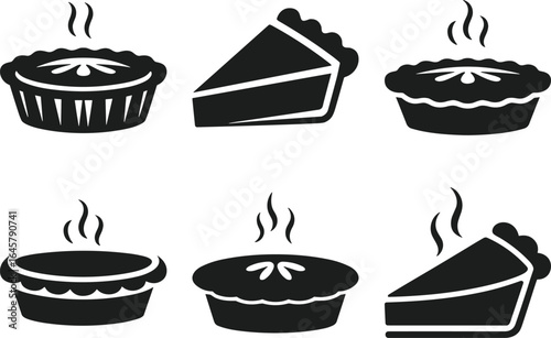 Assorted Pumpkin Pie Silhouettes Vector for Thanksgiving and Autumn Feast Designs