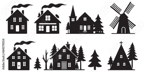 christmas village silhouttes