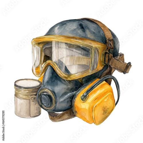 Protective Gear, watercolor painting, vector illustration, isolated on a white background.