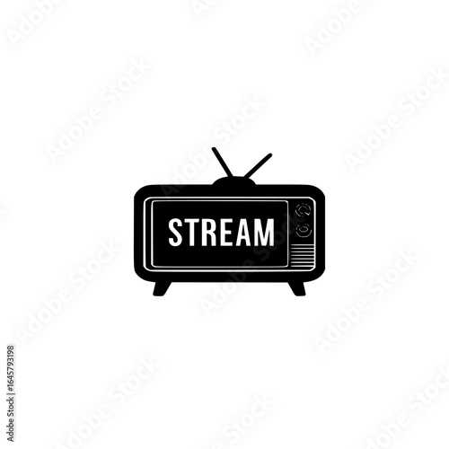 Classic Retro Television Displaying Stream Text Isolated on White Background for Media Design