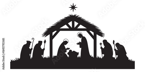 christmas nativity scene silhouttes
