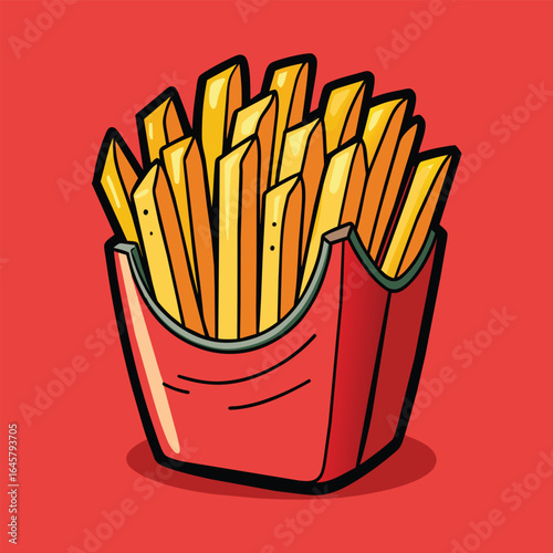 Hand-drawn French fries in a box