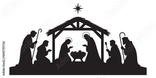christmas nativity scene silhouttes