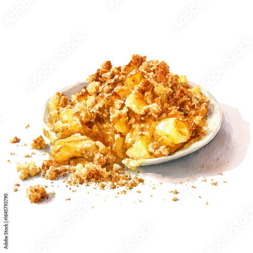 Apple Crumble in watercolor style, vector illustration, isolated on white background.