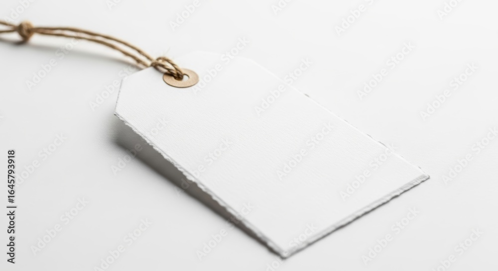 Fototapeta premium Handmade gift tag solid white background, DIY craft