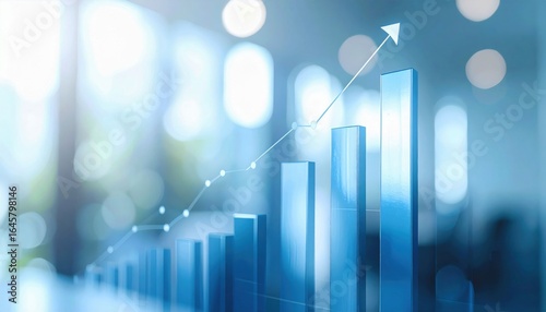 Abstract image of a bar graph with an upward trendline, symbolizing growth and success in a business context.