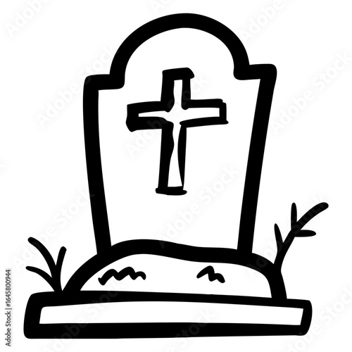 Grave Icon, Doodle Style, death or halloween Symbol