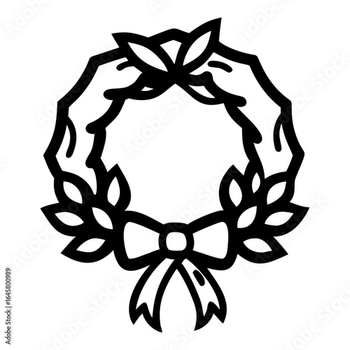 Funeral wreath icon, Doodle Style, funeral and cemetery Symbol