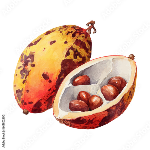 A watercolor painting of Baobab Fruit, vector illustration on white background.
