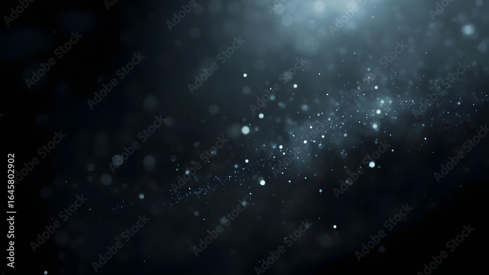 Fototapeta premium Abstract Dark Blue Background with Glowing Particles and Bokeh Lights