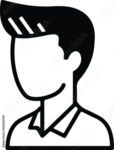 Illustration of a mans upper body in a simple outlined style with a modern hairstyle