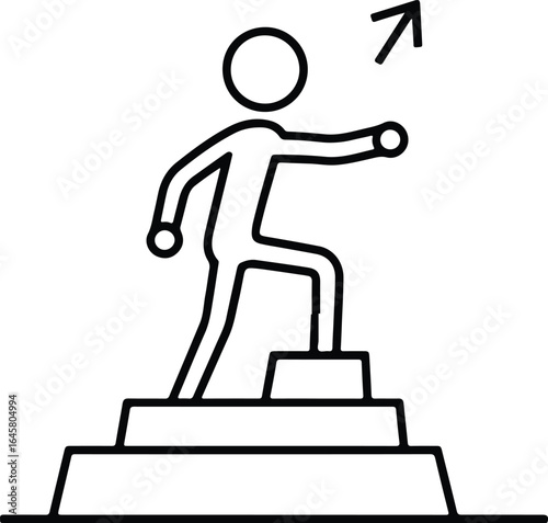 A person climbs steps symbolizing career advancement and the pursuit of professional goals with determination and strategic planning