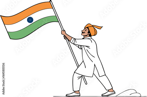 man with flag, farmer with flag vector illustration of an abstract floral background, happy independence day, 15 august, india independence day