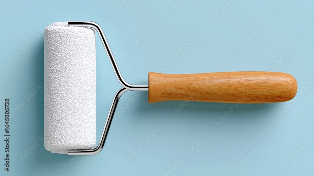 Obraz premium Flat Paint Roller on Light Background