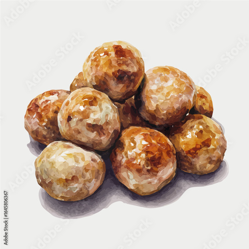 A watercolor painting of Bakso, vector illustration on white background.