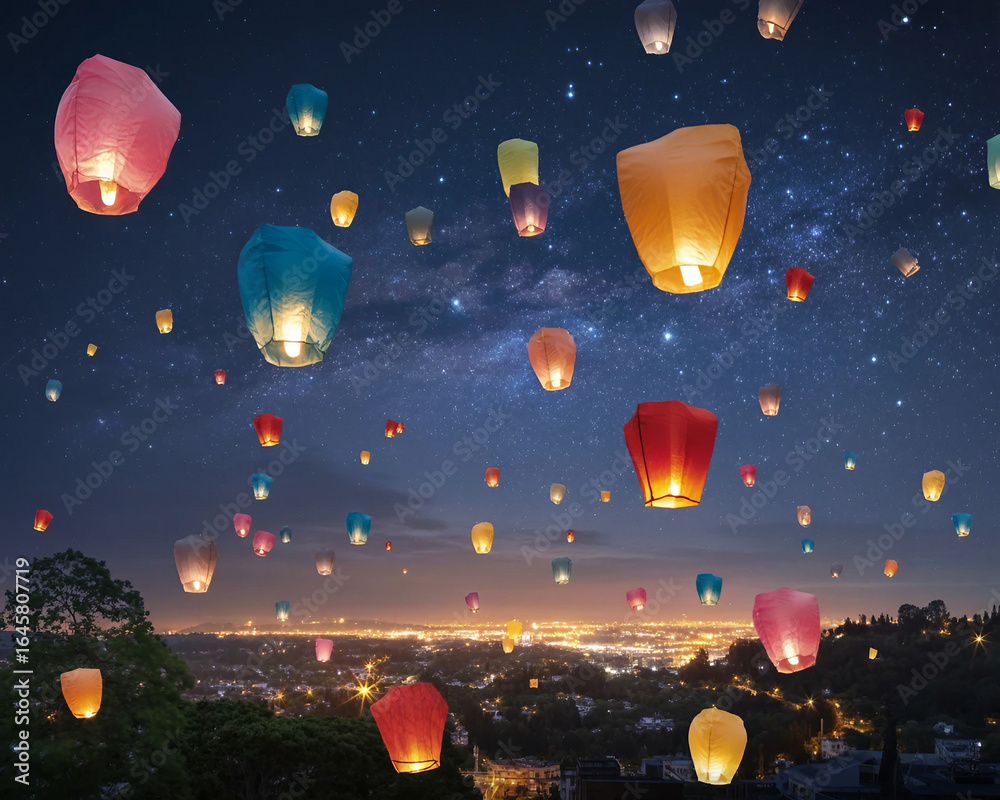 Fototapeta premium balloons in the night city